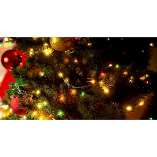 Instalatie de Craciun cu Baterii Tip Liniar, 2 jocuri de lumini, Fir Verde 1 m 10 LED -uri, Multicolor-0