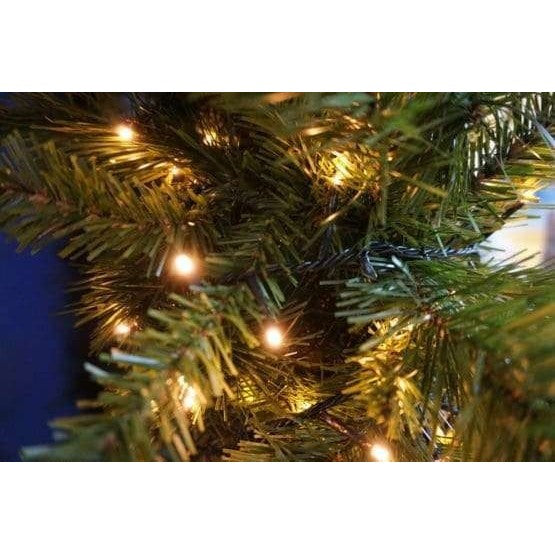 Instalatie de Craciun cu Baterii Tip Liniar, 2 jocuri de lumini, Fir Verde 10 m 100 LED -uri, Alb Cald-0