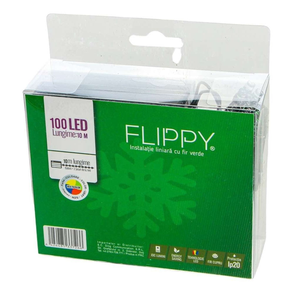 Instalatie de Craciun cu Baterii Tip Liniar, 2 jocuri de lumini, Fir Verde 10 m 100 LED -uri, Multicolor-3