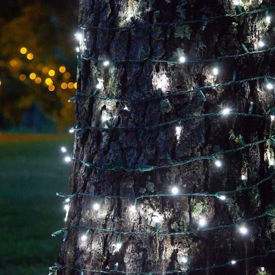 Instalatie de Craciun cu Baterii Tip Liniar, 2 jocuri de lumini, Fir Verde 3 m 30 LED -uri, Alb Rece-1