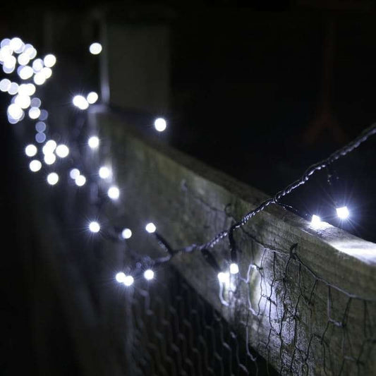 Instalatie de Craciun cu Baterii Tip Liniar, 2 jocuri de lumini, Fir Verde 5 m 50 LED -uri, Alb Rece-0