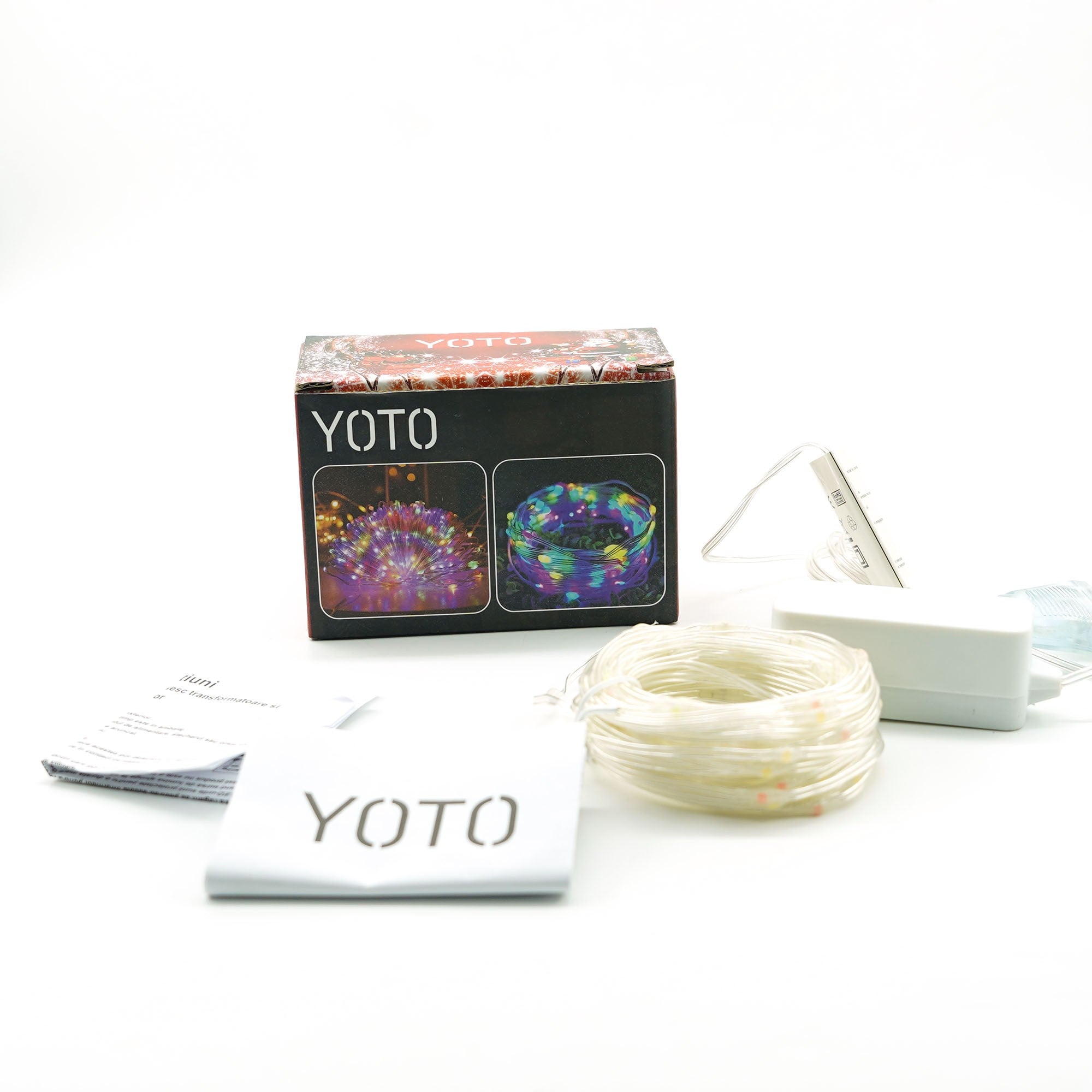 Instalatie de Craciun Yoto, liniara, cu 100 micro LED-uri, 10 m, 220V, conectare la retea, cu 8 jocuri de lumini, interior/exterior, fir transparent, multicolora-5