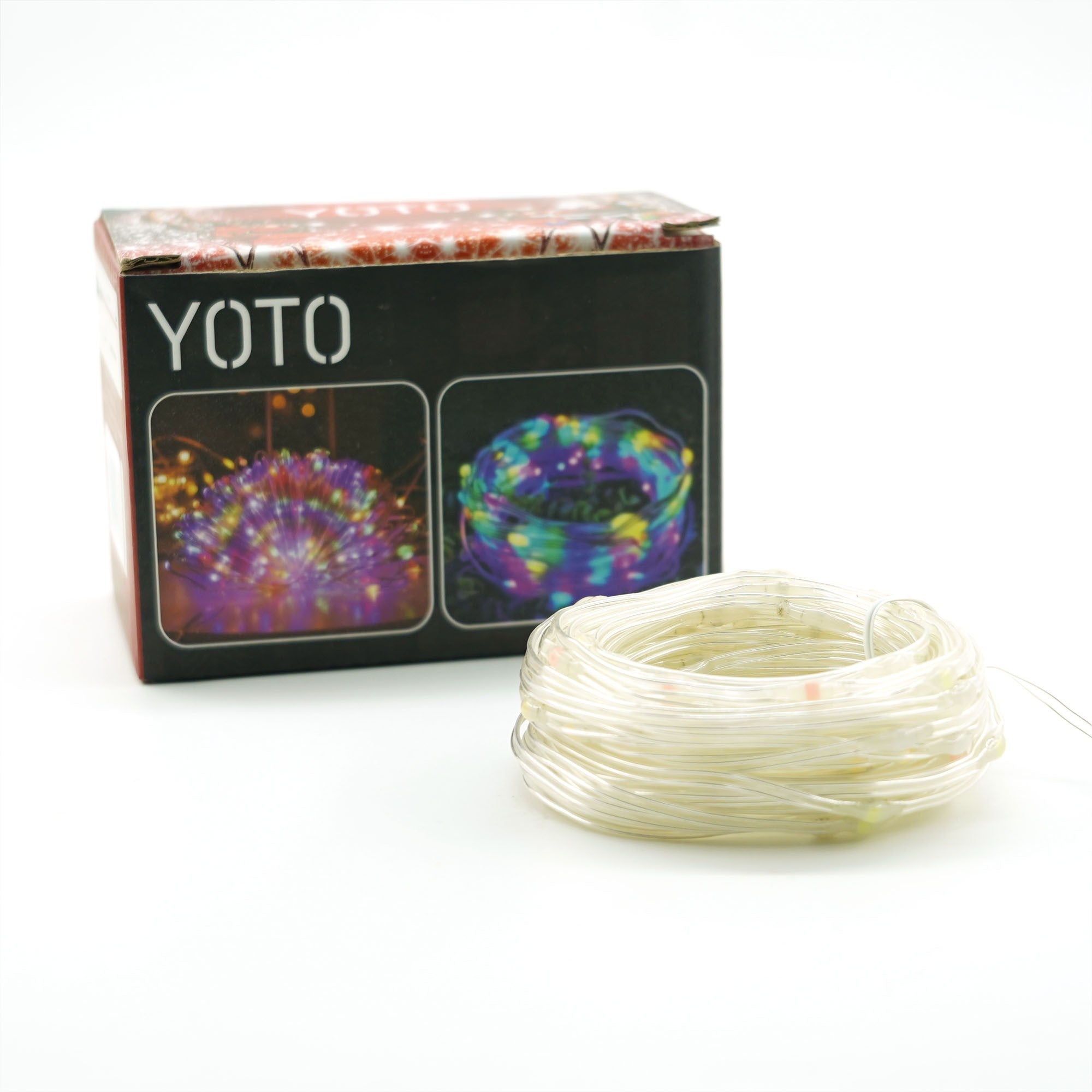 Instalatie de Craciun Yoto, liniara, cu 100 micro LED-uri, 10 m, 220V, conectare la retea, cu 8 jocuri de lumini, interior/exterior, fir transparent, multicolora-6