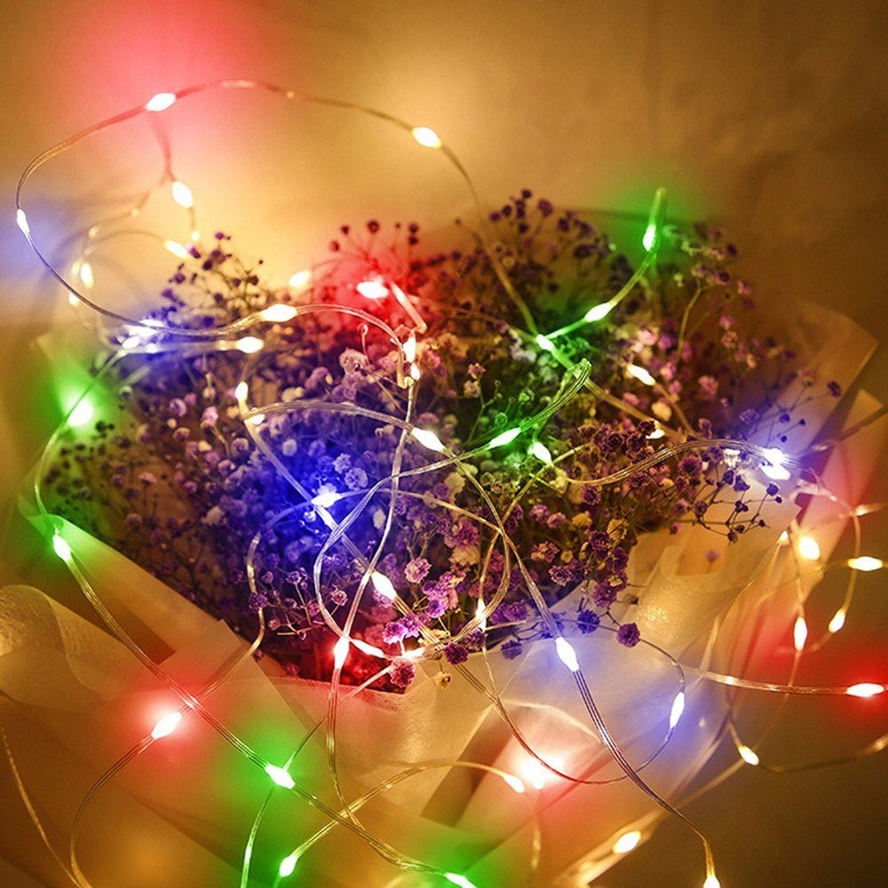 Instalatie de Craciun Yoto, liniara, cu 100 micro LED-uri, 10 m, 220V, conectare la retea, cu 8 jocuri de lumini, interior/exterior, fir transparent, multicolora-0