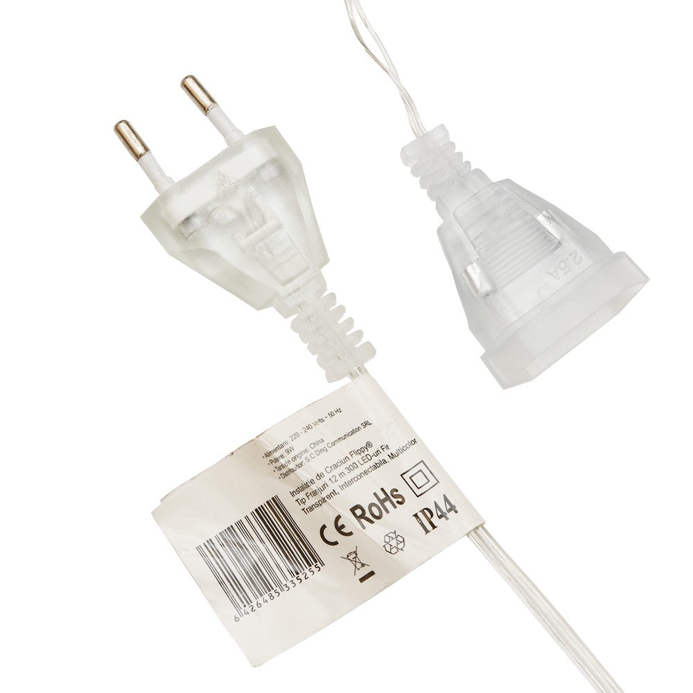 Instalatie de Craciun Flippy® Tip Franjuri, 12 m, 300 LED-uri, Interconectabila, Multicolor-6