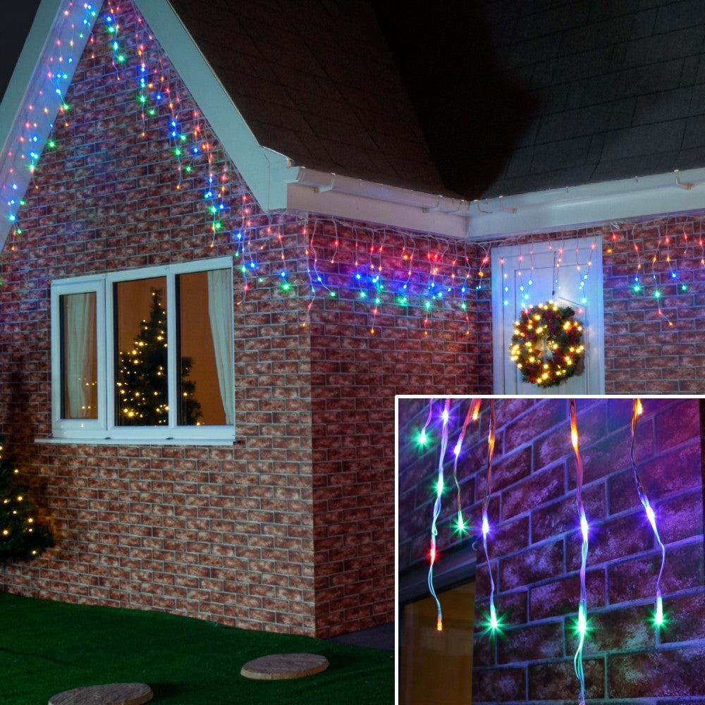 Instalatie de Craciun Flippy® Tip Franjuri, 12 m, 300 LED-uri, Interconectabila, Multicolor-0