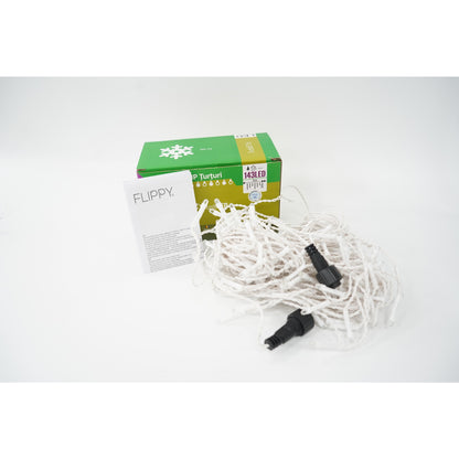 Instalatie de Craciun Flippy® Tip Franjuri cu Flash, Sectiune 5 m, 143 LED-uri, Interconectabila, Fir Alb, Alb Rece-1
