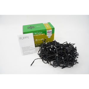 Instalatie de Craciun Flippy® Tip Franjuri cu Flash, Sectiune 5 m, 143 LED-uri, Interconectabila, Fir Negru, Alb Rece-0