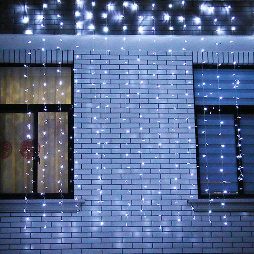 Instalatie de Craciun Flippy® Tip Perdea, 3 x 3 m, 320 LED-uri, Interconectabila, Alb Rece-2