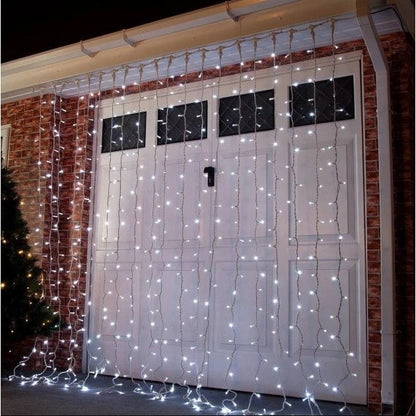 Instalatie de Craciun Flippy® Tip Perdea, 3 x 3 m, 320 LED-uri, Interconectabila, Alb Rece-0