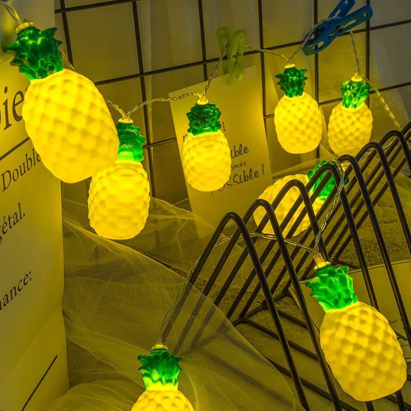 Instalatie de Craciun, Flippy®, Tip Sir cu Baterii, 1.5 m, 10 LED-uri, Model Ananas, Galben-1