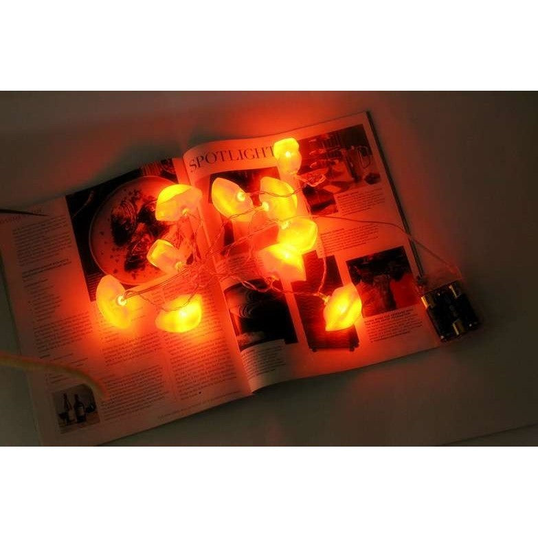 Instalatie de Craciun, Flippy®, Tip Sir cu Baterii, 1.5 m, 10 LED-uri, Model Buze, Rosu-4
