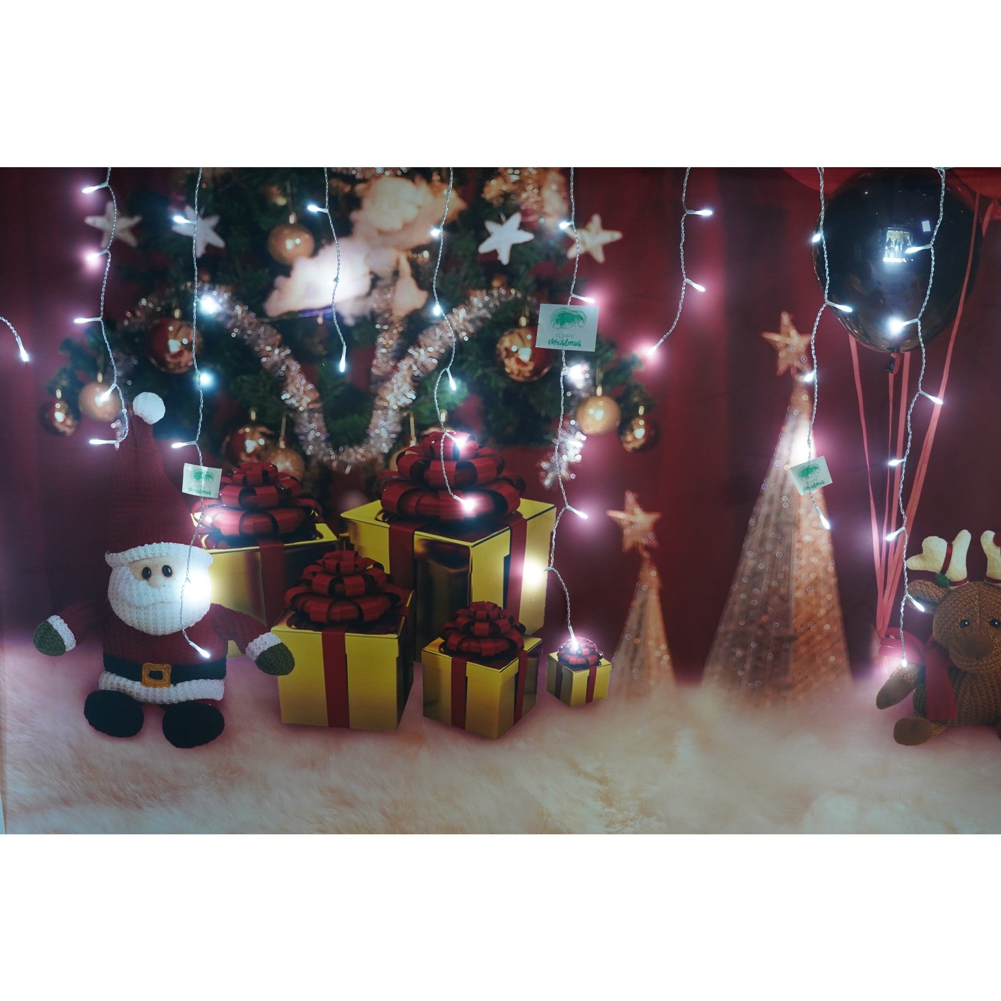 Instalatie de Craciun Flippy® Tip Turturi, 8 jocuri de lumini Sectiune 4 m, 132 LED-uri, Interconectabila, Fir Transparent, Alb Rece-1