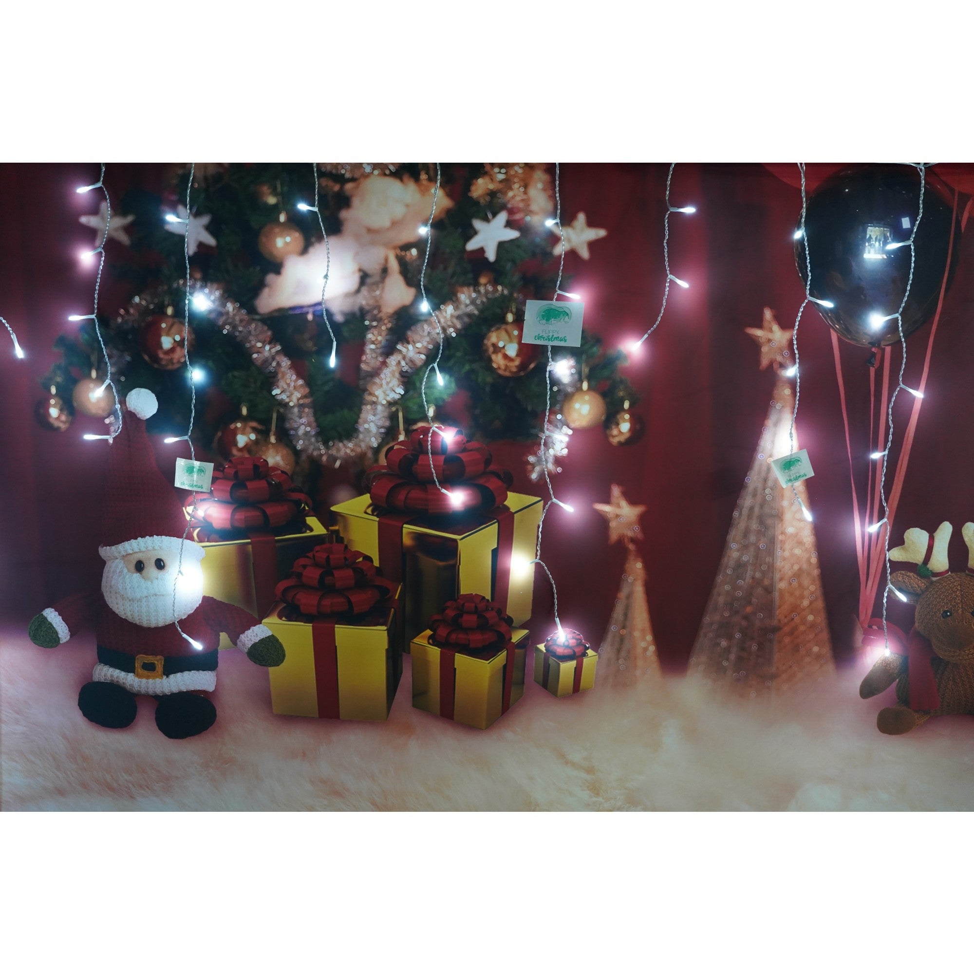 Instalatie de Craciun Flippy® Tip Turturi, 8 jocuri de lumini Sectiune 4 m, 132 LED-uri, Interconectabila, Fir Transparent, Alb Rece-2