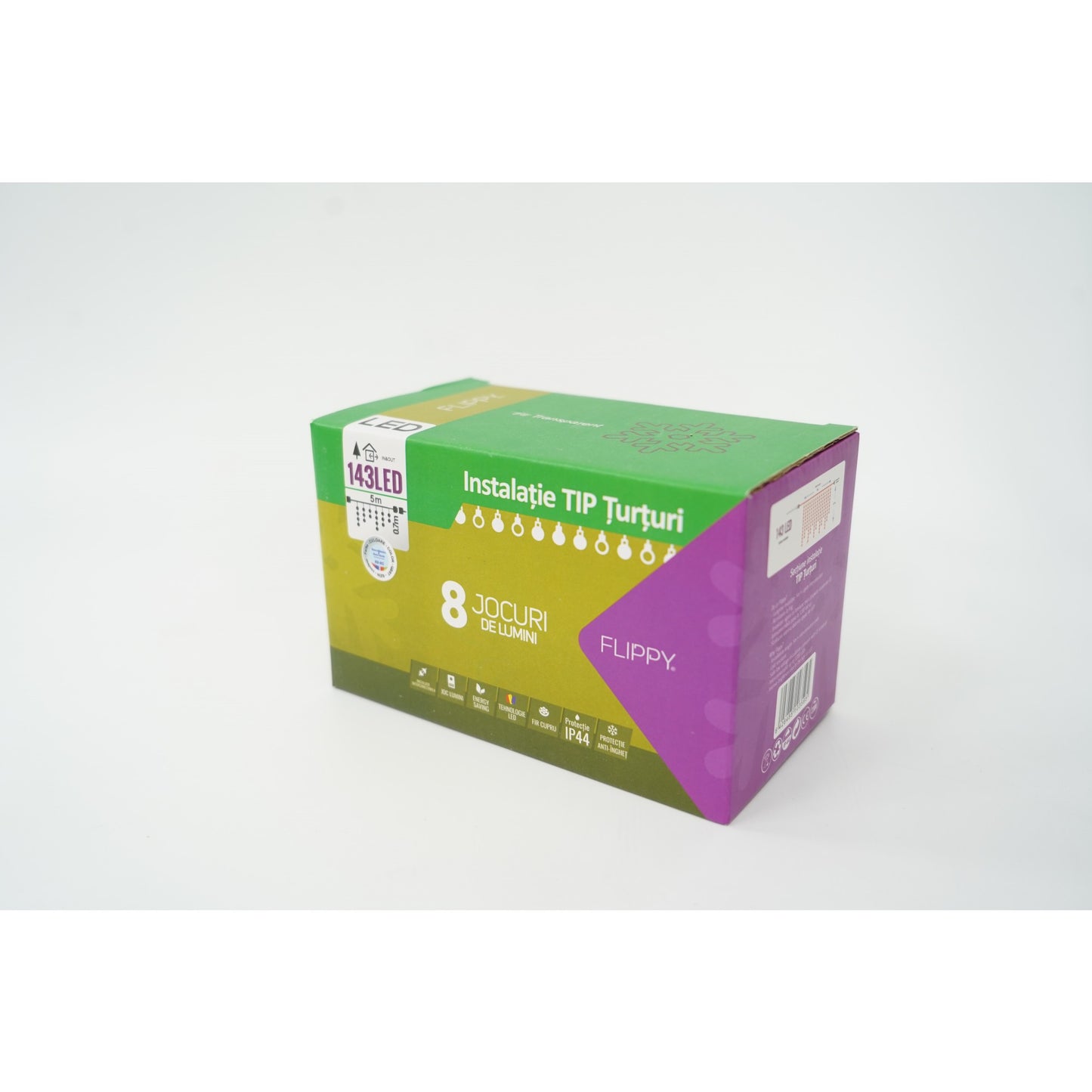 Sectiune Instalatie de Craciun Flippy® Tip Turturi, Flash 5 m, 143 LED-uri, Interconectabila, Fir Transparent, RB-RG, Atentie! nu contine alimentator-2
