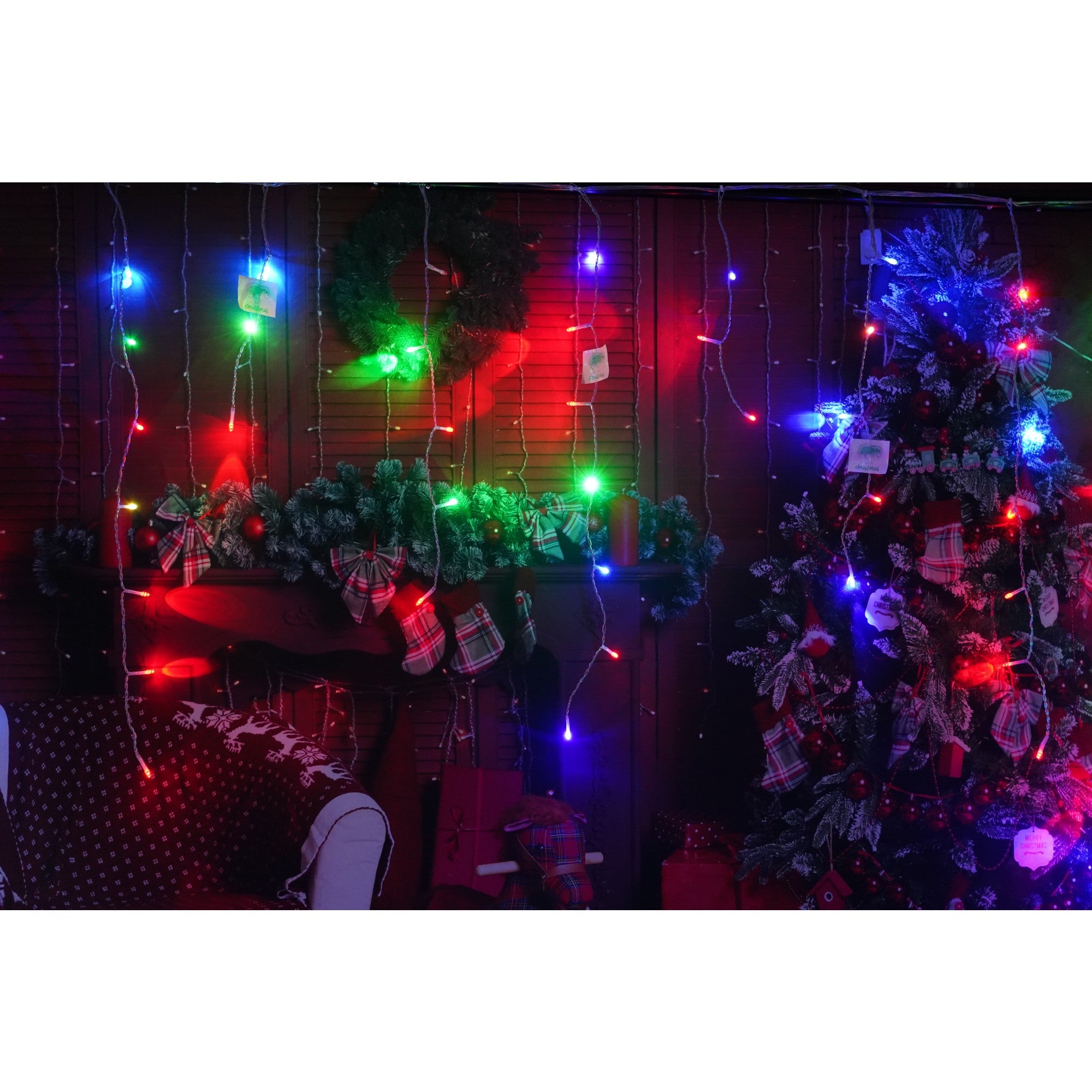 Sectiune Instalatie de Craciun Flippy® Tip Turturi, Flash 5 m, 143 LED-uri, Interconectabila, Fir Transparent, RB-RG, Atentie! nu contine alimentator-4