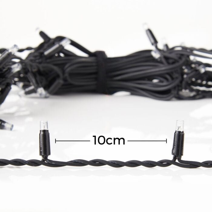 Sectiune Instalatie de Craciun Flippy® Tip Turturi, Franjuri cu Flash, IP65, Sectiune 5 m, 120 LED-uri, Interconectabila, Fir Negru, Alb Cald, Atentie! fara Alimentator-2