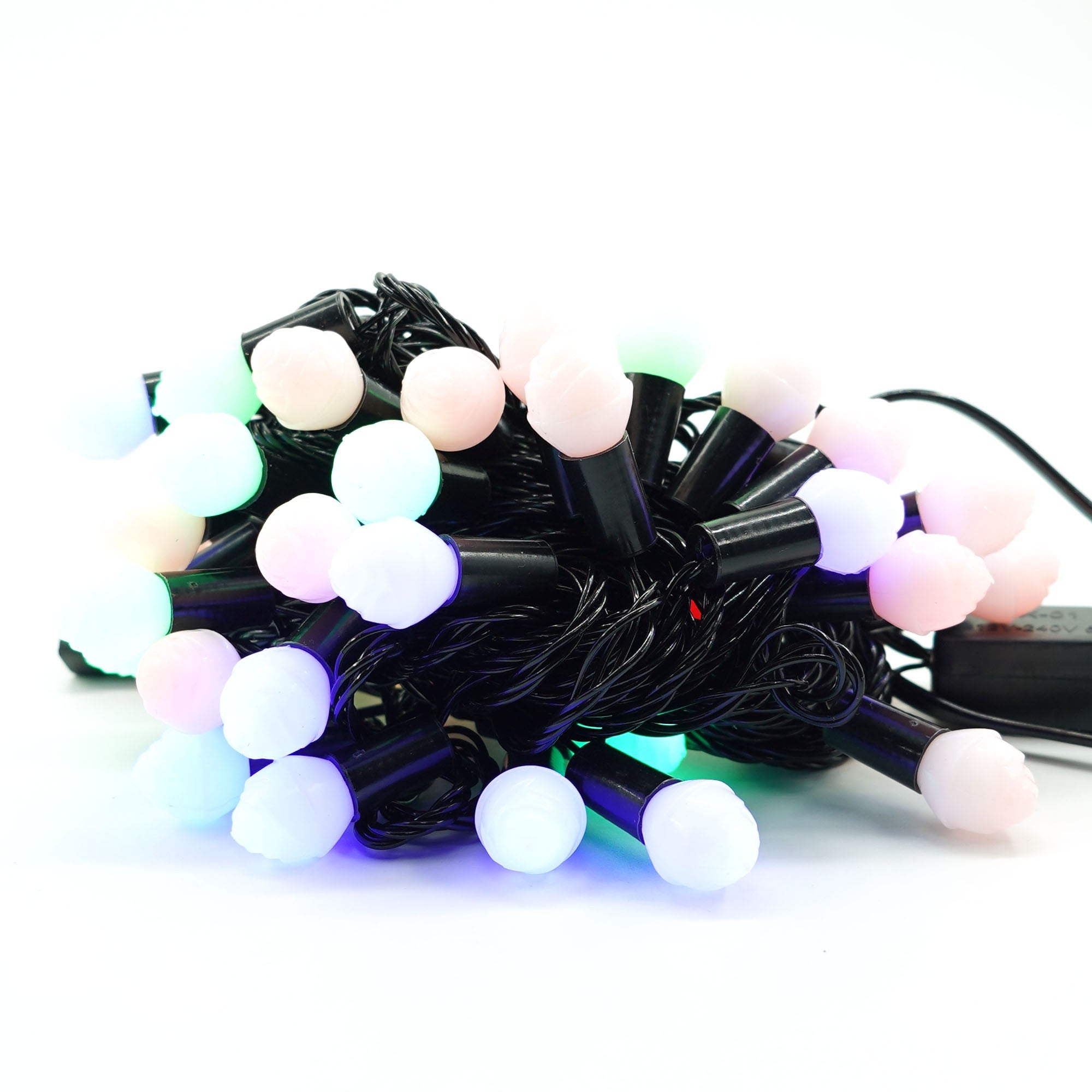 Instalatie de Craciun Liniara RGRB Yoto, 10 m, din care 1 m Prelungitor 220V, 40 LED, Bilute Mate, Interconectabila, Utilizare Interior/Exterior, Fir Negru, multicolor-5