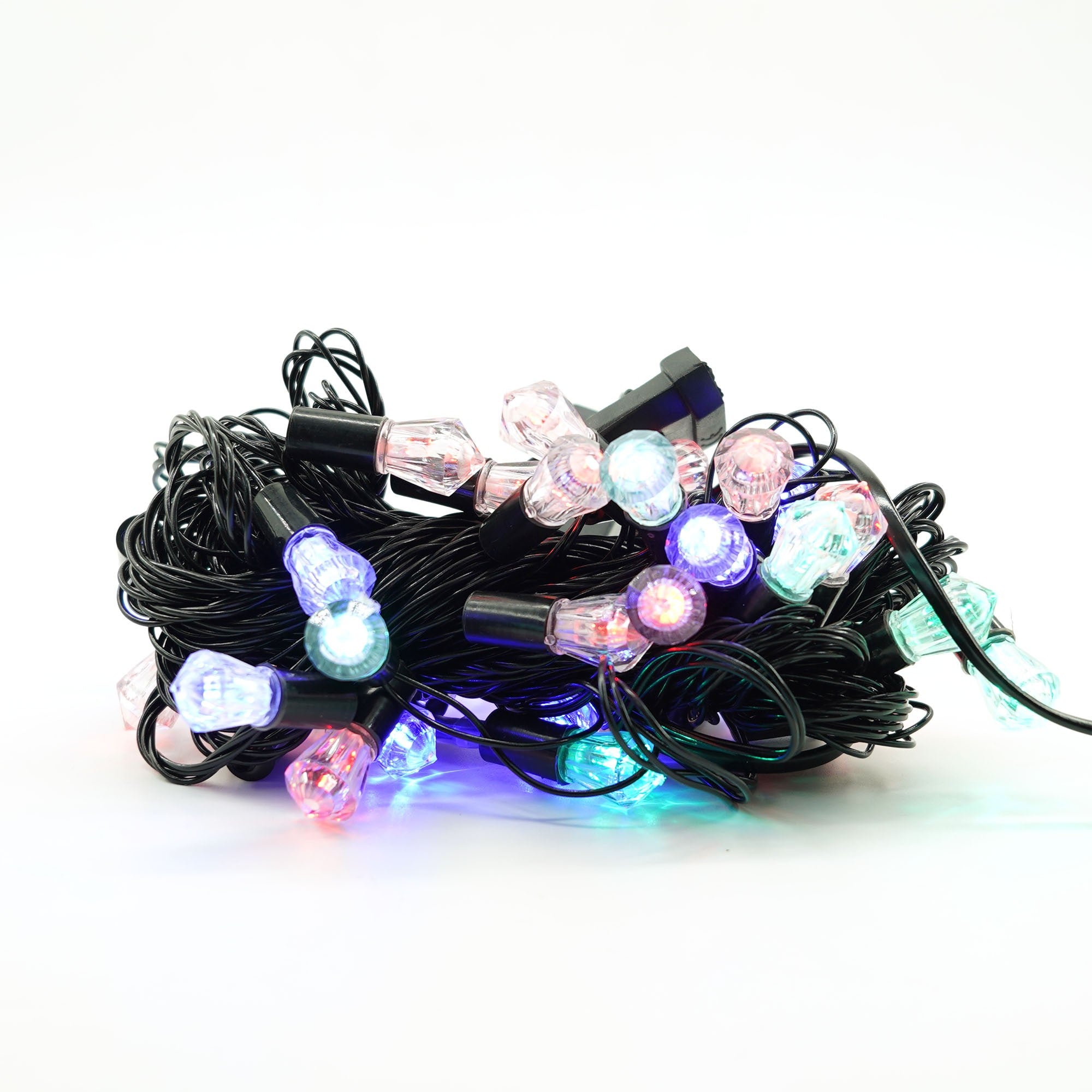 Instalatie de Craciun Liniara RGRB Yoto, 10 m, din care 1 m Prelungitor 220V, 40 LED, Model Diamante, Utilizare Interior/Exterior, Interconectabila, Fir Negru, multicolor-3