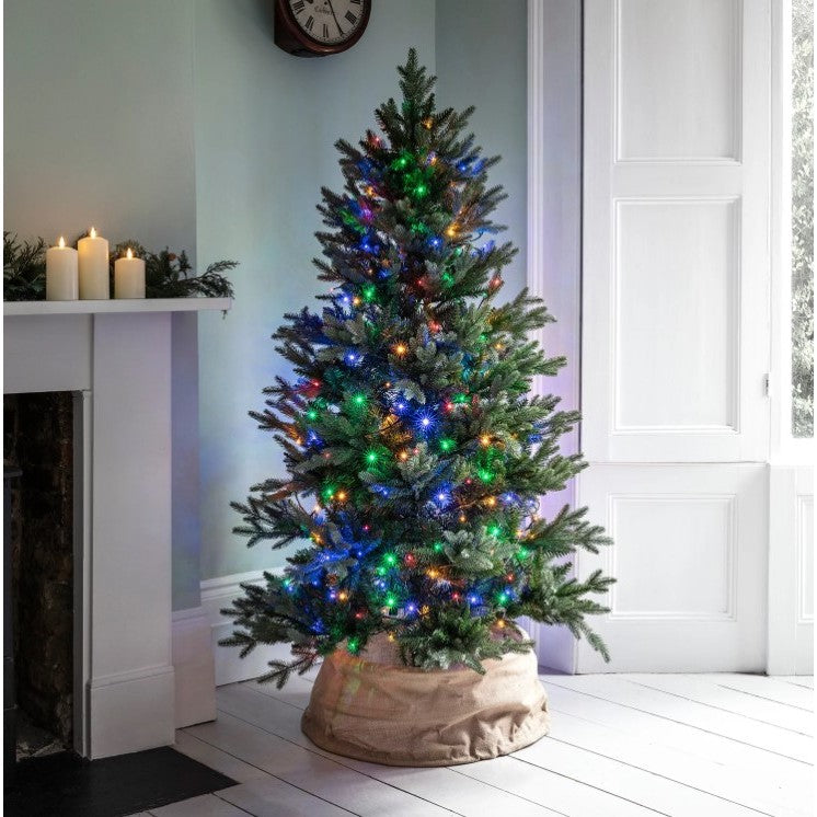 Instalatie de Craciun liniara Yoto, 10 m, din care 1 m cablu priza 220V, 100 LED, 8 jocuri de lumini, controler, fir negru, multicolor-5