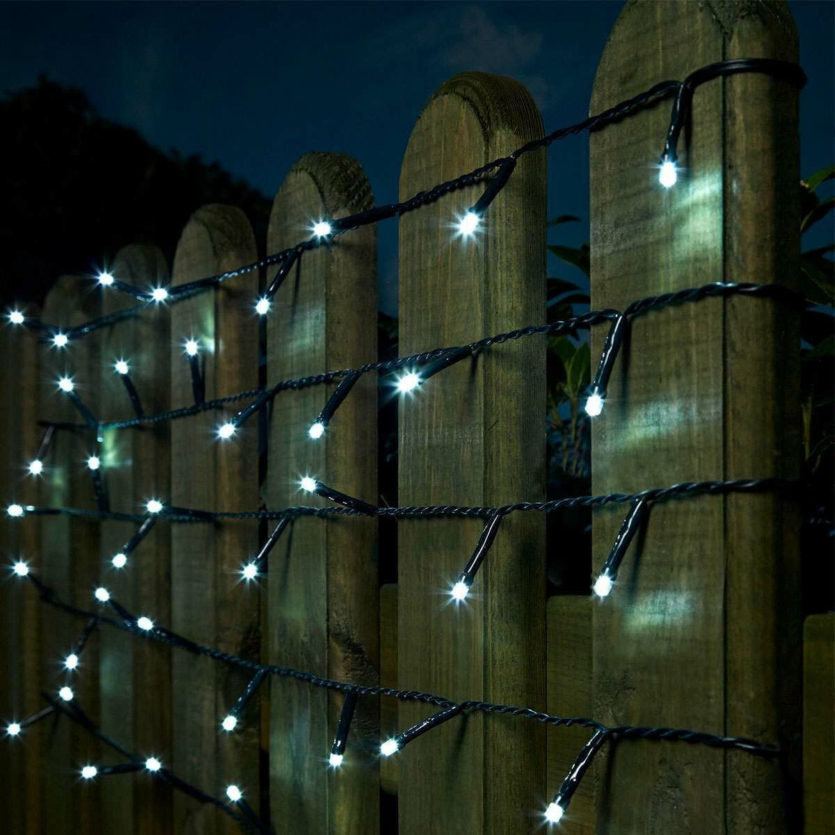 Instalatie de Craciun liniara Yoto, 10 m, din care 1 m cablu priza 220V, 100 LED, 8 jocuri de lumini, controler, fir negru, alb rece-6