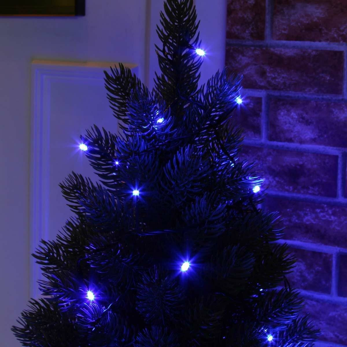 Instalatie de Craciun liniara Yoto, 10 m, din care 1 m cablu priza 220V, 100 LED, 8 jocuri de lumini, controler, fir negru, albastru-7