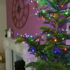 Instalatie de Craciun liniara Yoto, 10 m, din care 1 m cablu priza 220V, 100 LED, 8 jocuri de lumini, controler, fir negru, multicolor-0
