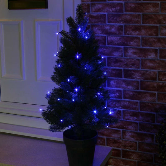 Instalatie de Craciun liniara Yoto, 10 m, din care 1 m cablu priza 220V, 100 LED, 8 jocuri de lumini, controler, fir negru, albastru-0