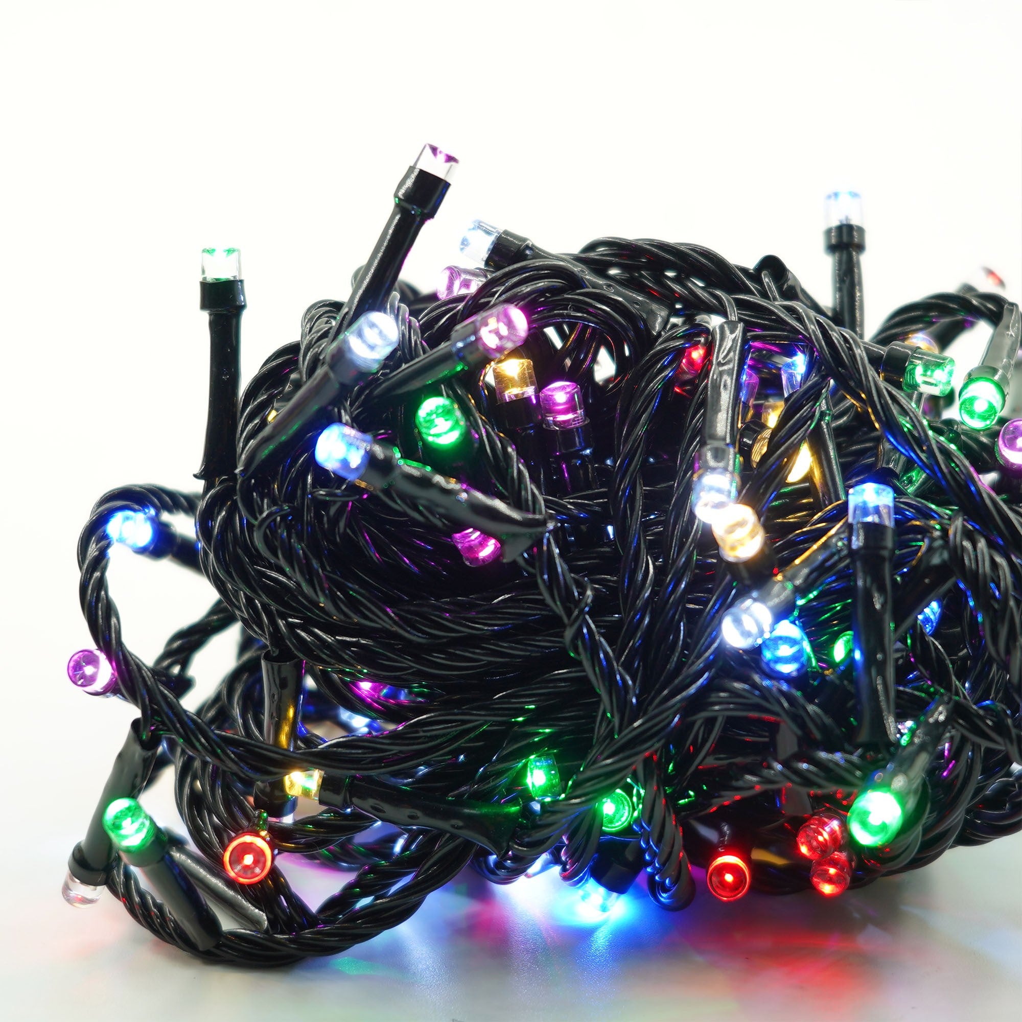 Instalatie de Craciun liniara Yoto, 10 m, din care 1 m cablu priza 220V, 100 LED, 8 jocuri de lumini, muzicala, pentru interior, controler, fir negru, multicolor-2