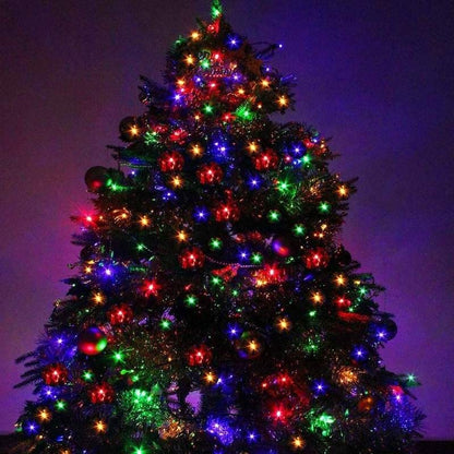 Instalatie de Craciun liniara Yoto, 17 m, din care 1 m cablu priza 220V, 200 LED, 8 jocuri de lumini, beculet in 6 colturi, pentru interior, controler, fir negru, multicolor-5