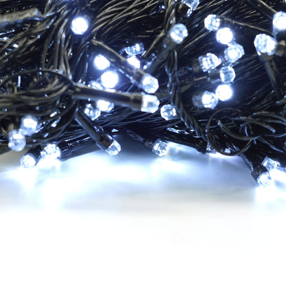 Instalatie de Craciun liniara Yoto, 17 m, din care 1 m cablu priza 220V, 200 LED, 8 jocuri de lumini, beculet in 6 colturi, pentru interior, controler, fir negru, alb rece-6