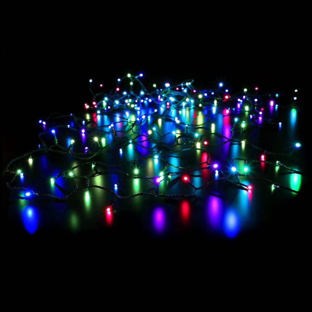 Instalatie de Craciun liniara Yoto, 17 m, din care 1 m cablu priza 220V, 200 LED, 8 jocuri de lumini, controler, fir negru, multicolor-5