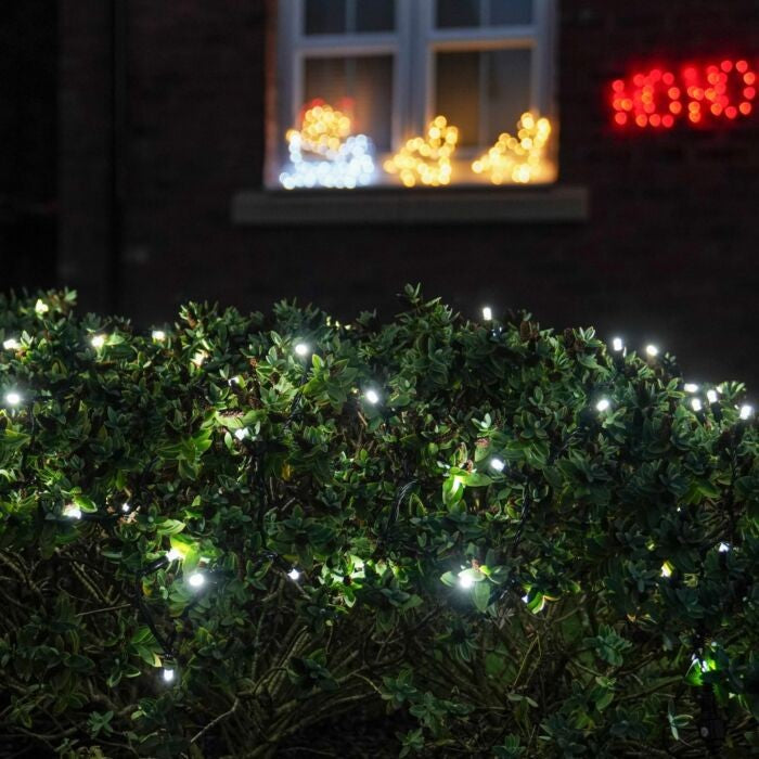 Instalatie de Craciun Liniara Yoto, 22 m, din care 1 m Prelungitor 220V, 300 LED, 8 jocuri de lumini, Controler, Utilizare Interior/Exterior, Fir Negru, Alb Rece-6
