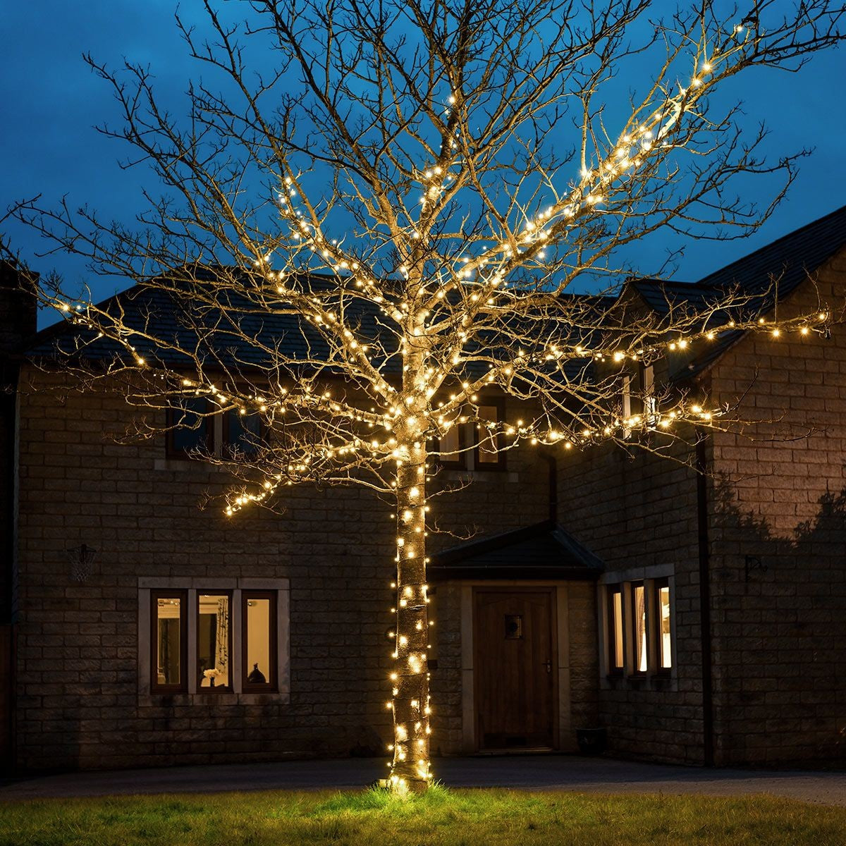 Instalatie de Craciun Liniara Yoto, 22 m, din care 1 m Prelungitor 220V, 300 LED, 8 jocuri de lumini, Controler, Utilizare Interior/Exterior, Fir Negru, Alb Cald-4