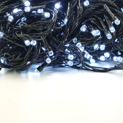 Instalatie de Craciun liniara Yoto, 24 m, din care 1 m cablu priza 220V, 300 LED, 8 jocuri de lumini, beculet in 6 colturi, pentru interior, controler, fir negru, alb rece-5