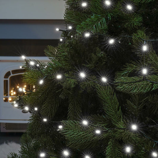 Instalatie de Craciun liniara Yoto, 24 m, din care 1 m cablu priza 220V, 300 LED, 8 jocuri de lumini, beculet in 6 colturi, pentru interior, controler, fir negru, alb rece-0