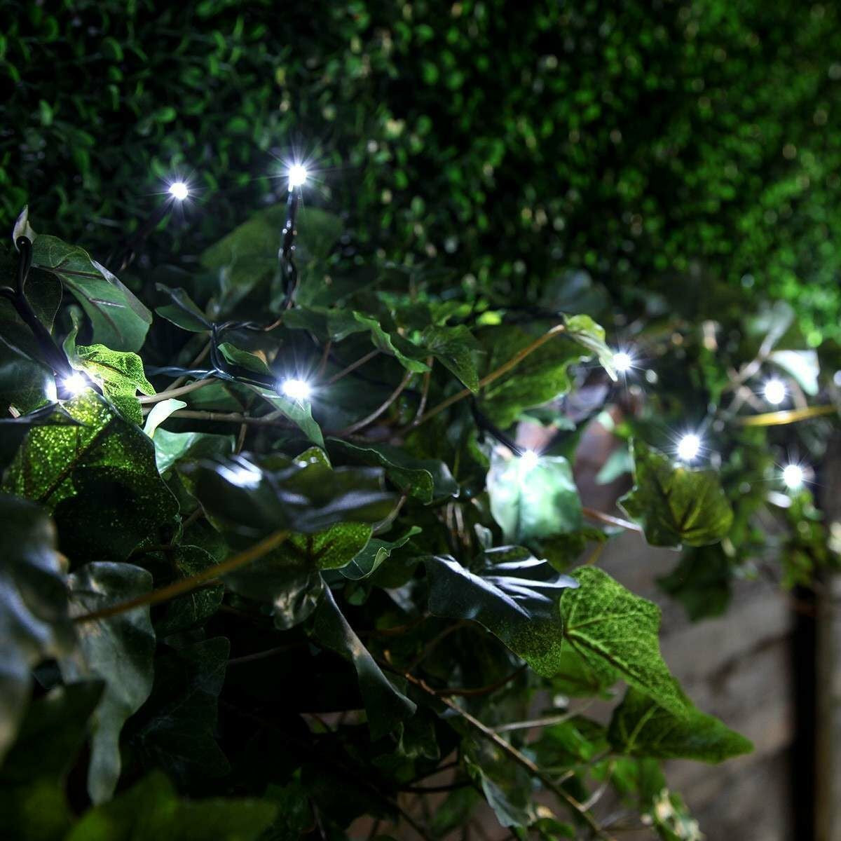Instalatie de Craciun liniara Yoto, 24 m, din care 1 m cablu priza 220V, 300 LED, 8 jocuri de lumini, controler, fir negru, alb rece-6