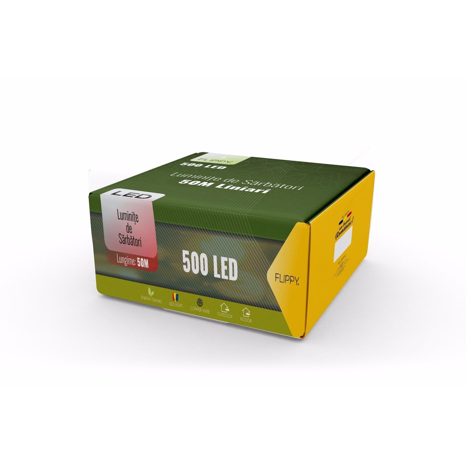 Instalatie de Craciun, Premium Flippy®, Tip Liniara / Sirag, 50 m, 500 LED-uri Mari, Alb Rece-2
