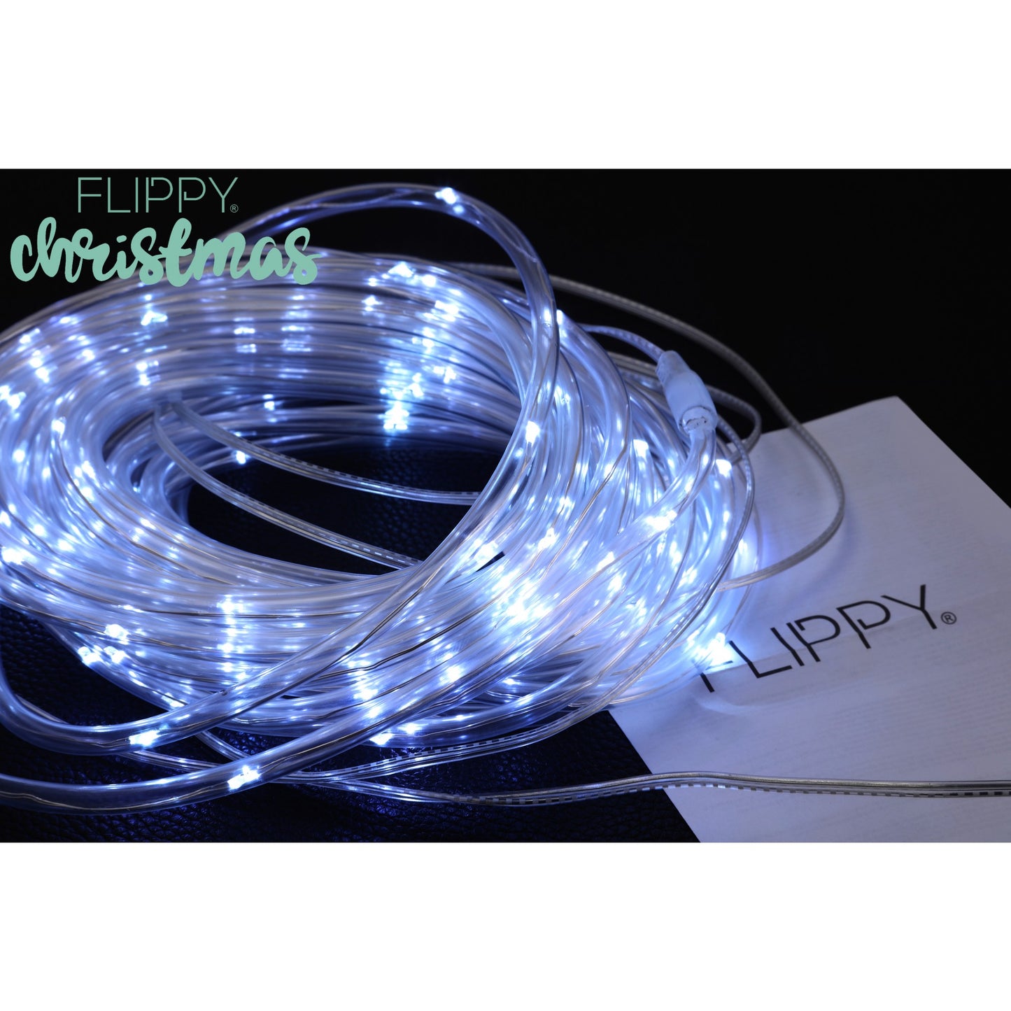 Instalatie luminoasa de Craciun tip furtun luminos, 300 LED-uri, 32 metri lungime, 8 programe, 2 metri prelungitor, sarma din cupru, incarcare solara, alb rece, Flippy-5