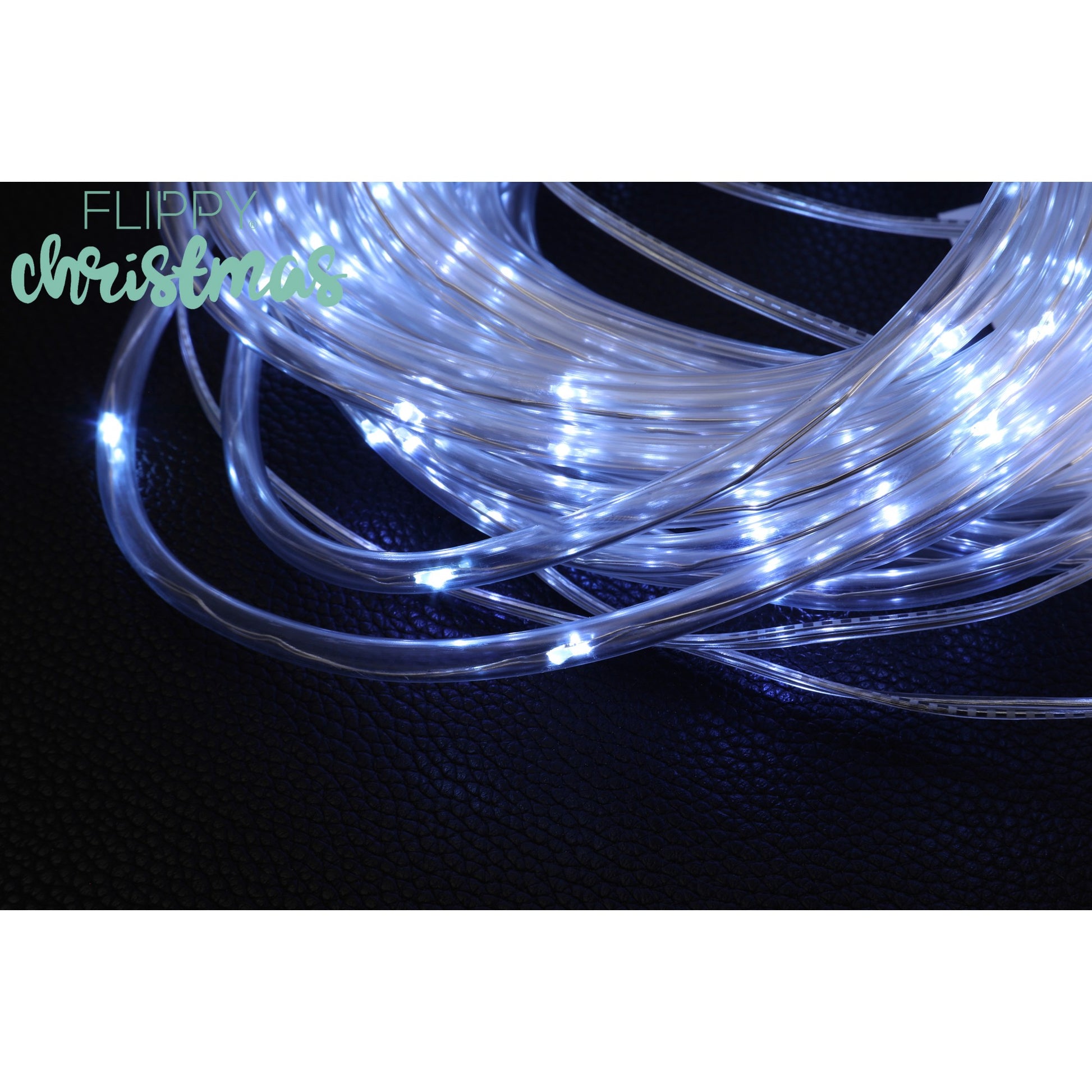 Instalatie luminoasa de Craciun tip furtun luminos, 300 LED-uri, 32 metri lungime, 8 programe, 2 metri prelungitor, sarma din cupru, incarcare solara, alb rece, Flippy-7