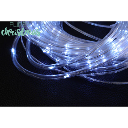 Instalatie luminoasa de Craciun tip furtun luminos, 300 LED-uri, 32 metri lungime, 8 programe, 2 metri prelungitor, sarma din cupru, incarcare solara, alb rece, Flippy-7