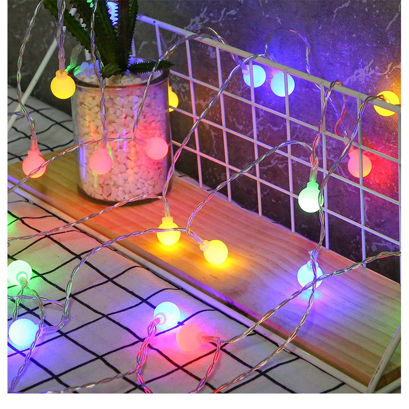 Instalatie sfere brad Craciun Flippy, 3 metri, 20 LEd-uri, alimentare la retea, fir transparent, multicolora-0