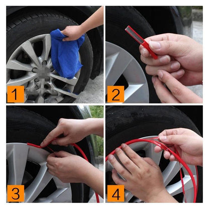 Inele de protectie si decor jante, adezive, din plastic flexibil - NEGRU-2