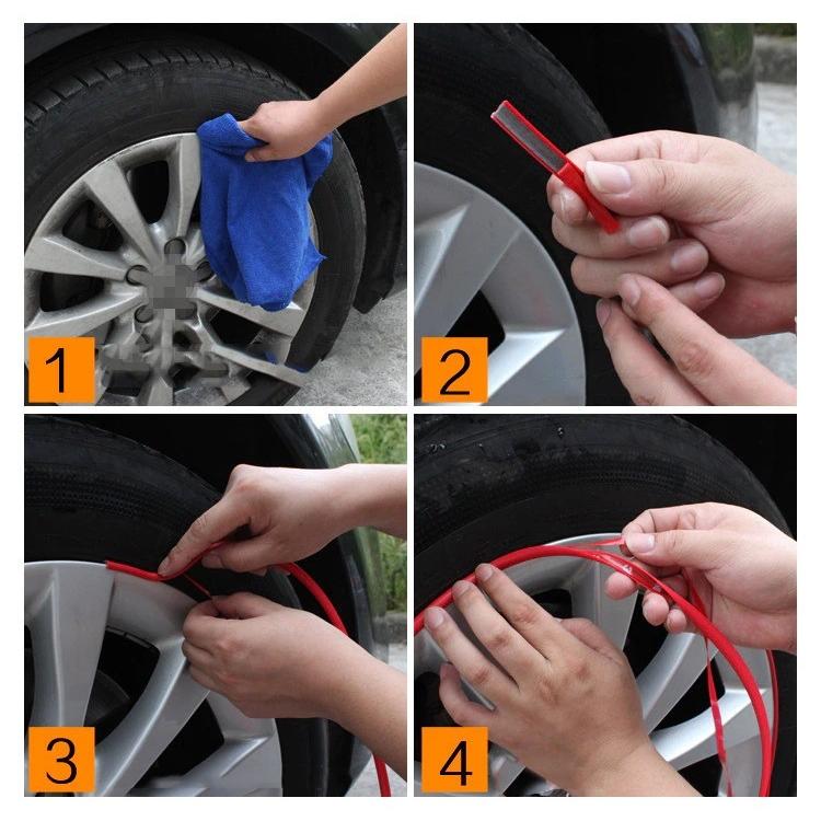 Inele de protectie si decor jante, adezive, din plastic flexibil - ALBASTRU-2