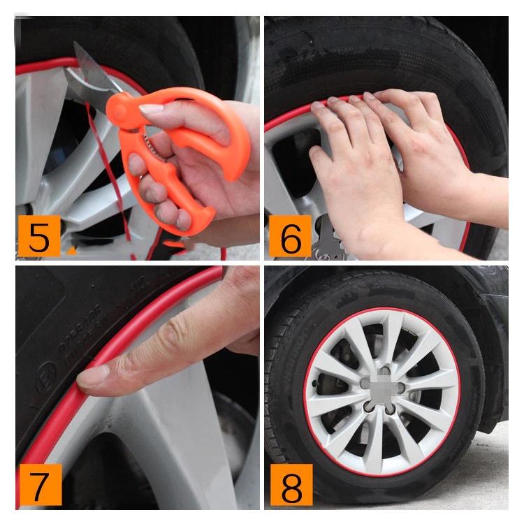 Inele de protectie si decor jante, adezive, din plastic flexibil - ALBASTRU-3