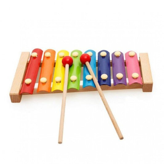 Instrument Muzical Xilofon Flippy, din Lemn, 8 Note Muzicale, 2 Bete de Percutie, 4-6 Ani, Multicolor-0