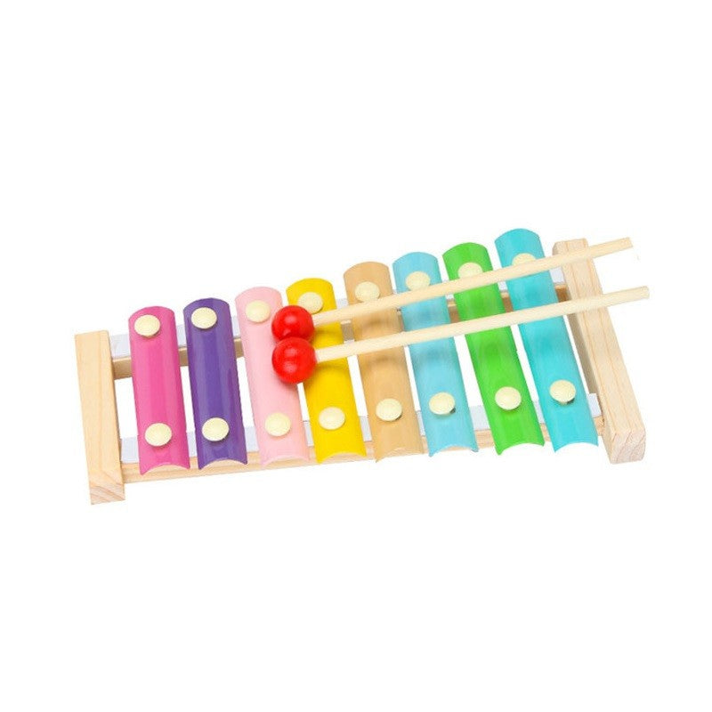 Instrument Muzical Xilofon Flippy, din Lemn, 8 Note Muzicale, 2 Bete de Percutie, 4-6 Ani, Multicolor Pastel-1