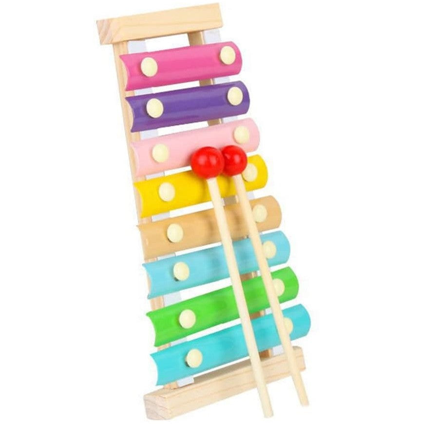 Instrument Muzical Xilofon Flippy, din Lemn, 8 Note Muzicale, 2 Bete de Percutie, 4-6 Ani, Multicolor Pastel-2