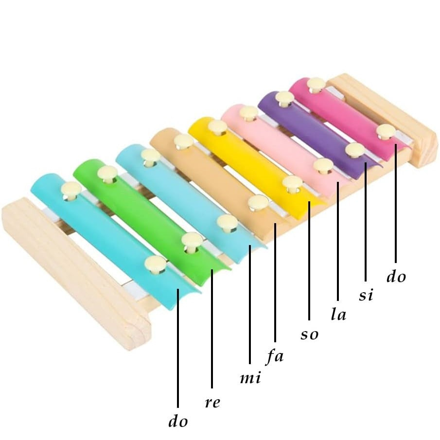 Instrument Muzical Xilofon Flippy, din Lemn, 8 Note Muzicale, 2 Bete de Percutie, 4-6 Ani, Multicolor Pastel-3