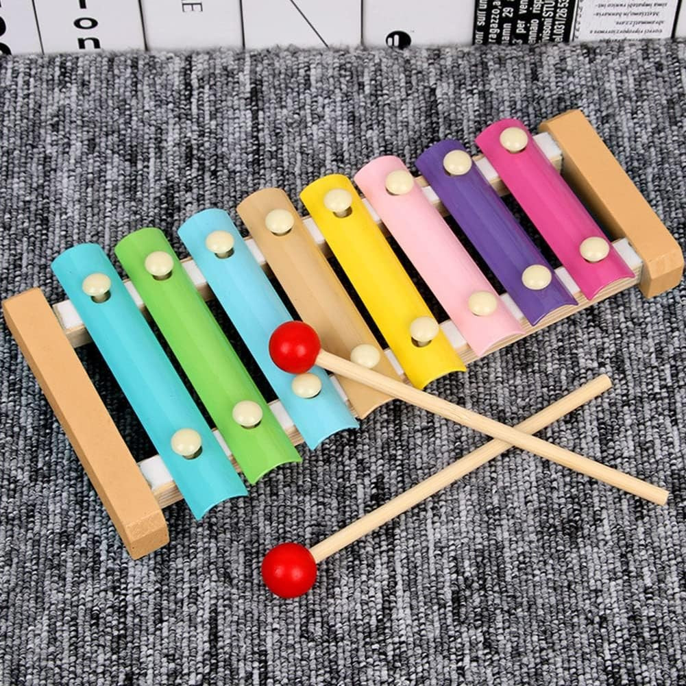 Instrument Muzical Xilofon Flippy, din Lemn, 8 Note Muzicale, 2 Bete de Percutie, 4-6 Ani, Multicolor Pastel-6